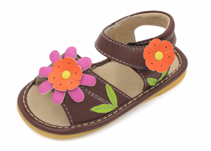Brown With Orange Girl Squeaky Sandal