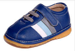 Navy Blue White and Gray Strip Squeaky Shoes