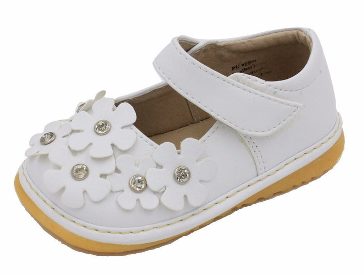 Crystal Flowers Mary Jane Squeaky Shoes
